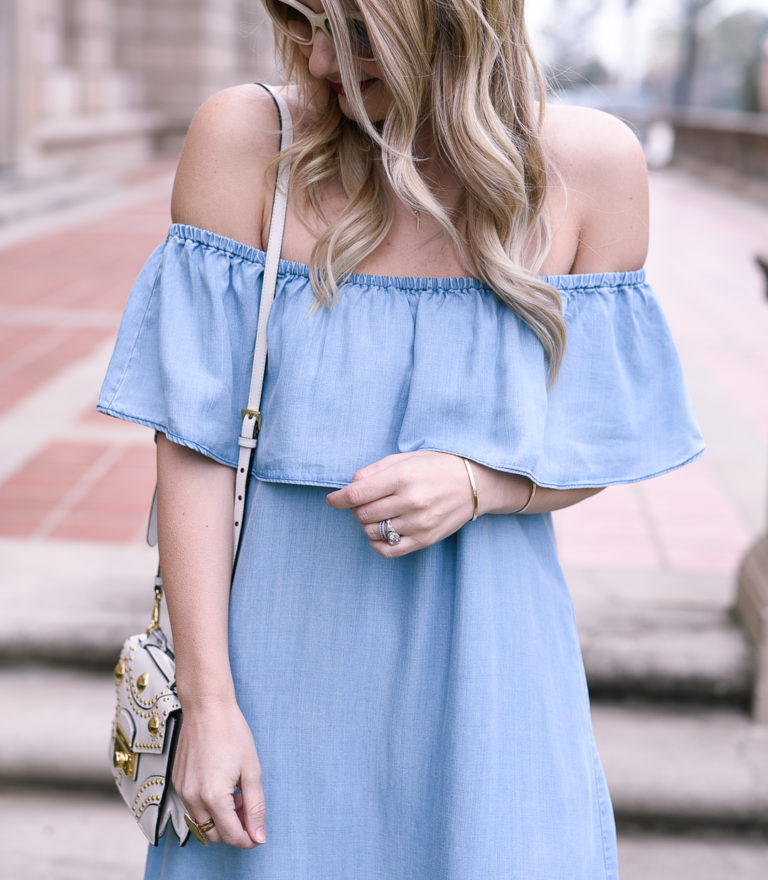 Chambray Off The Shoulder Dress