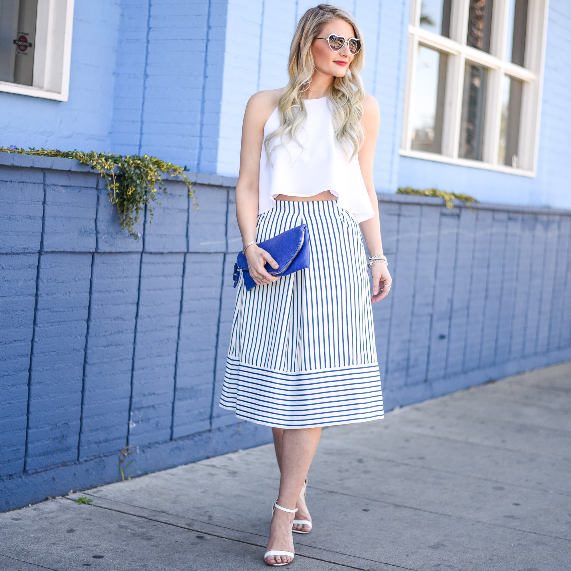 Striped Skirts and Flutter Crops + WIWW Link Up