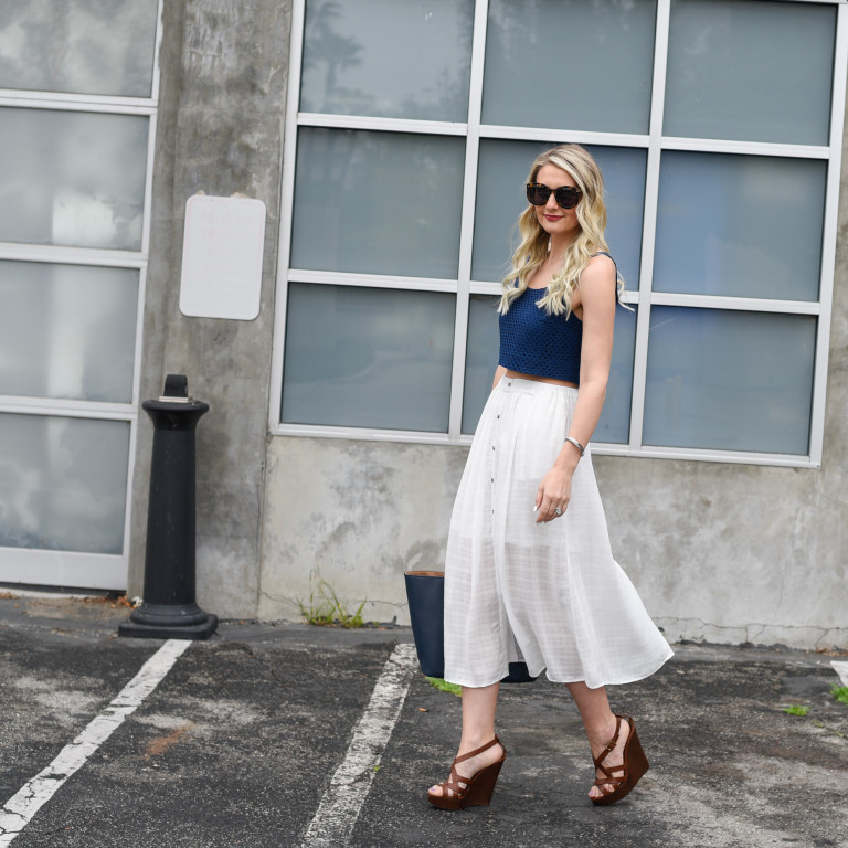 Dreamy White Midi Skirts and Navy Crop Tops