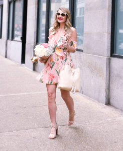 Pink Floral Wrap Dress