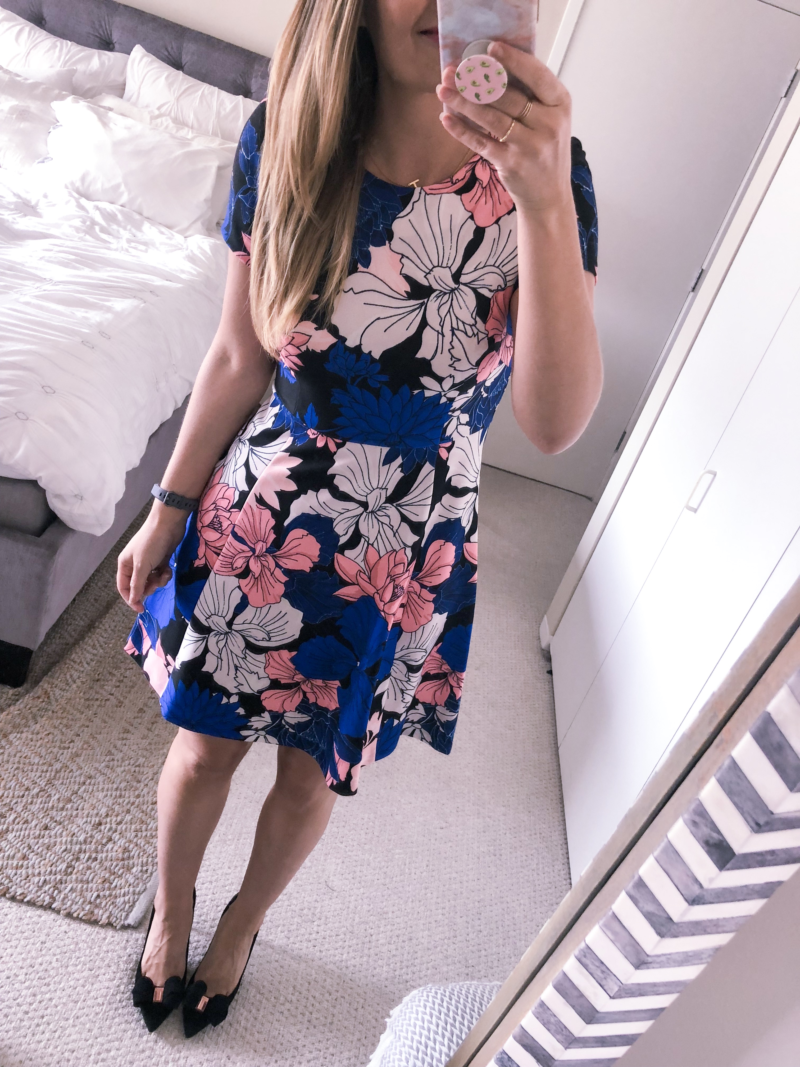 eliza j printed fit and flare dress from nordstrom for work