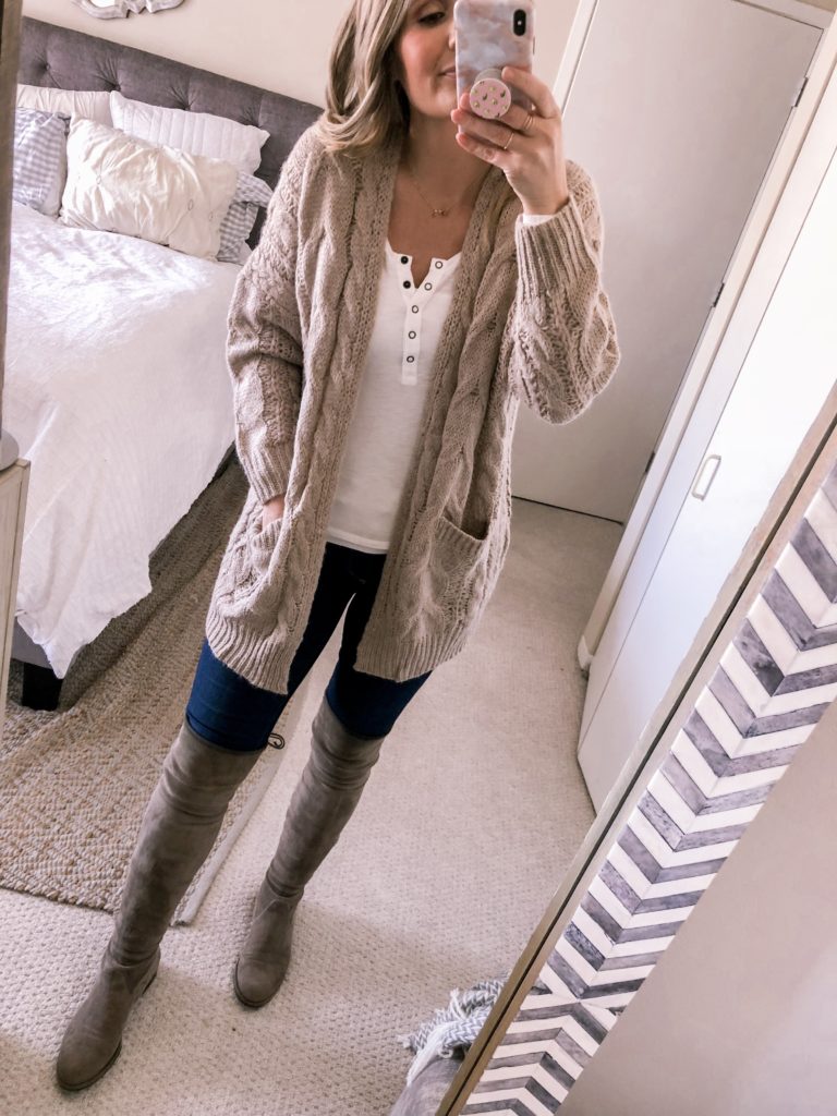 OOTD 10.22.18: Beige Cable Knit Cardigan