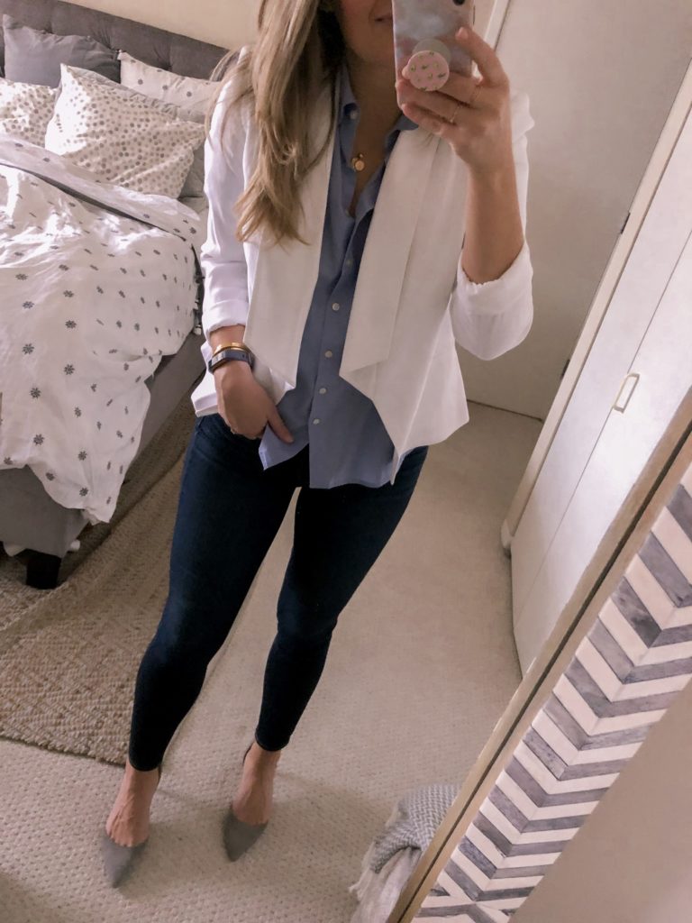 OOTD 1.8.19: White Blazer and Blue Button Down