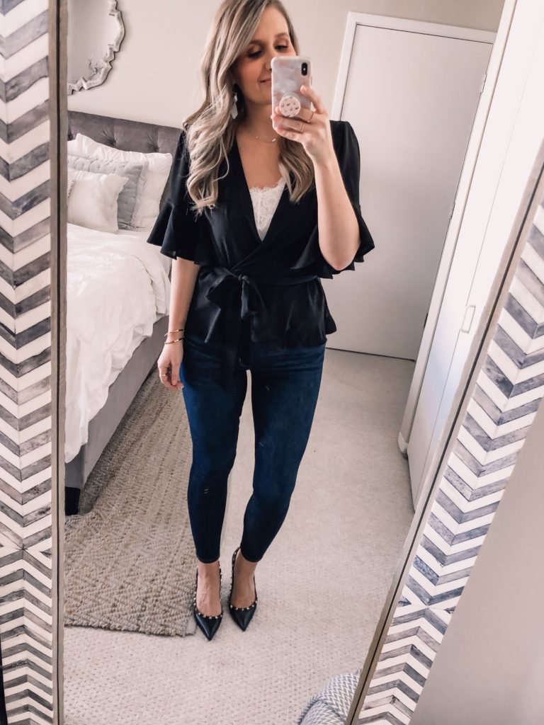 OOTD 4.4.18: $18 Black Wrap Top