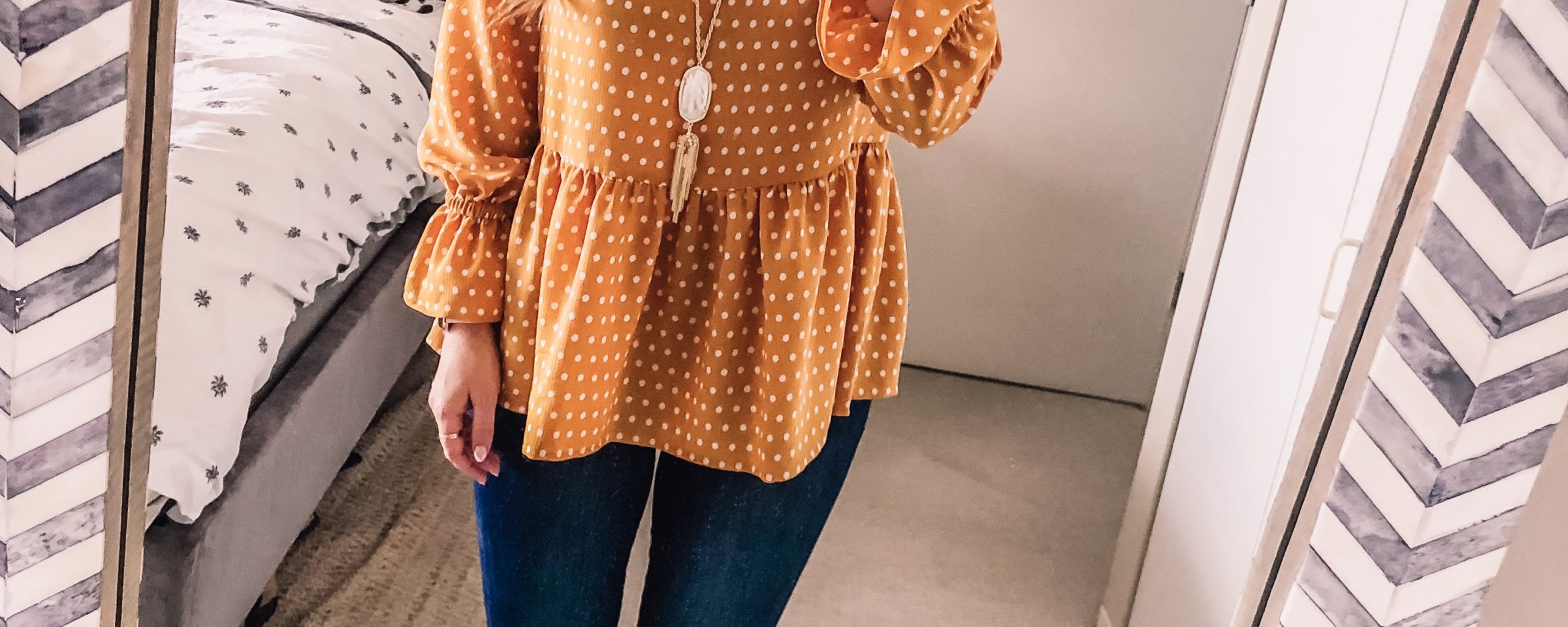 yellow polka dot top